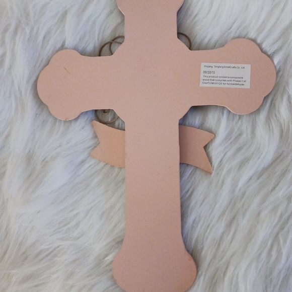 Wooden Cross with Metal Holly Design - Picture 2 of 4